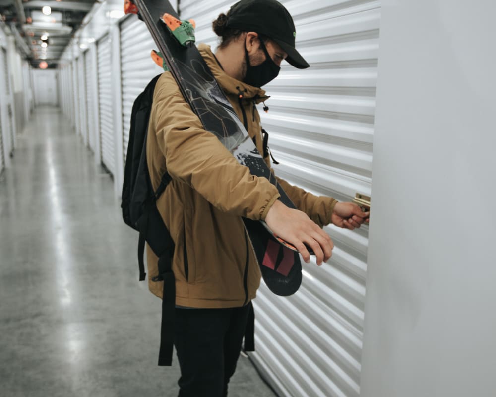 Abe Kislevitz stores his skis at StorQuest Self Storage