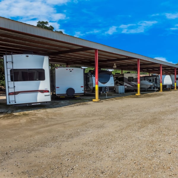 Covered RV, boat and auto storage at StorQuest RV & Boat Storage in San Tan Valley, Arizona