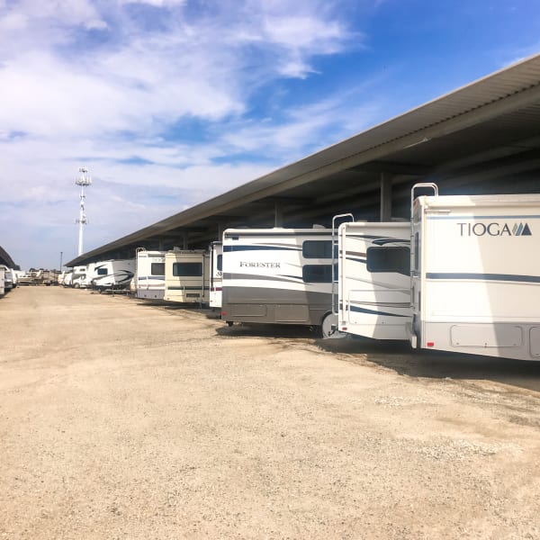 Covered outdoor parking at StorQuest Self Storage in Anaheim, California