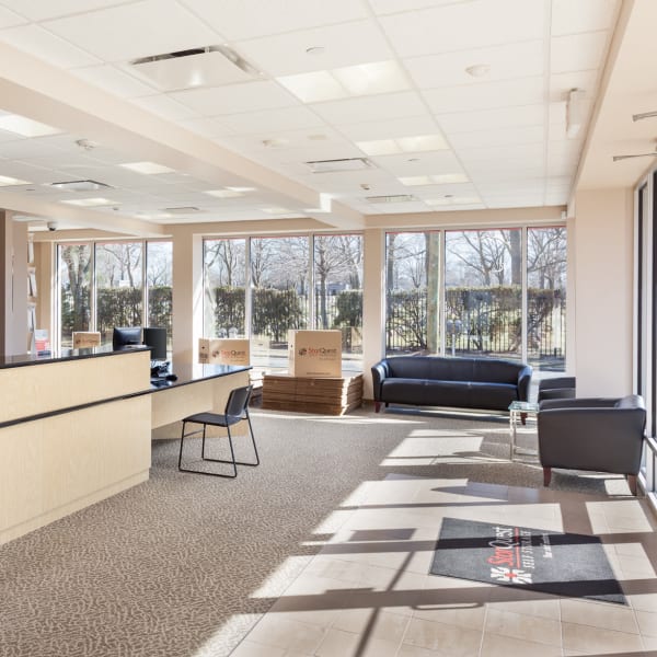 Interior of the leasing office at StorQuest Self Storage in Westbury, New York