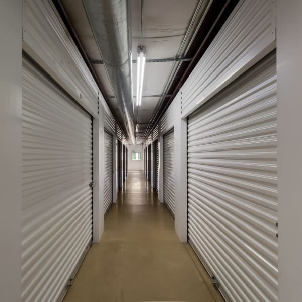 Indoor storage units at StorQuest Self Storage in Sugar Land, Texas