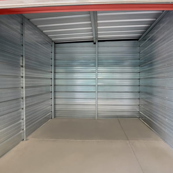 Inside a large self storage unit at StorQuest Self Storage in Tucson, Arizona