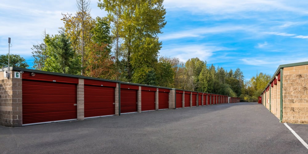 Heated drive-up storage units at StorQuest Self Storage in Federal Way, Washington