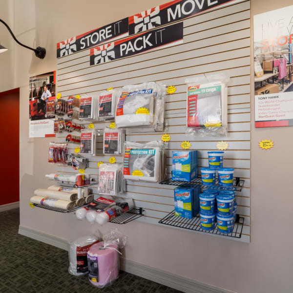 Packing supplies available in the leasnig office at StorQuest Self Storage in Venice, Florida