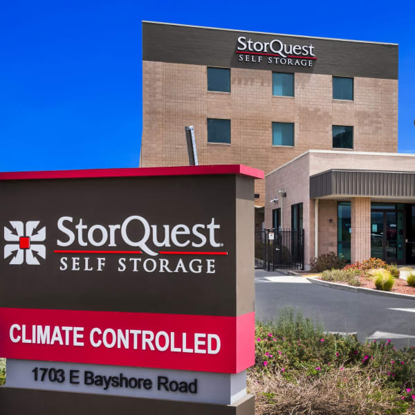 Exterior of the main office at StorQuest Self Storage in Redwood City, California