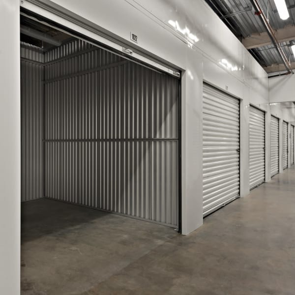 An open climate-controlled storage unit at StorQuest Self Storage in Ventura, California