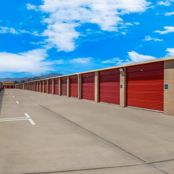 Large outdoor storage units at StorQuest Self Storage in La Quinta, California