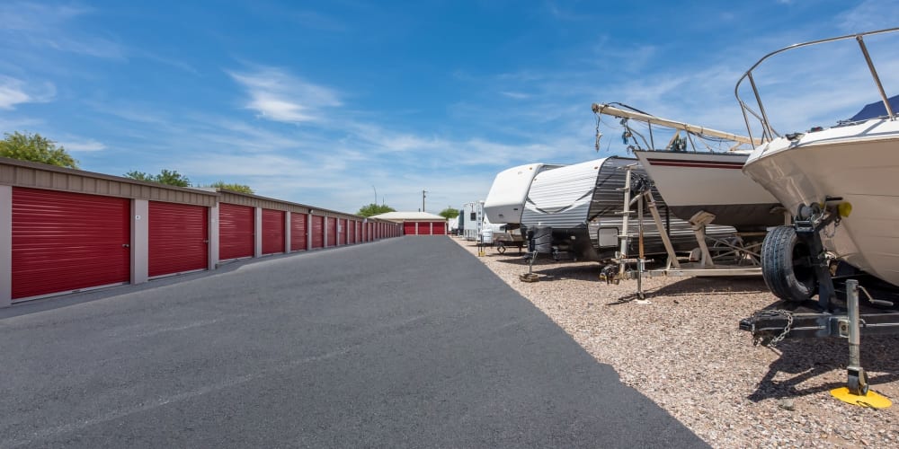 Outdoor units and RV parking at StorQuest Self Storage in Apache Junction, Arizona