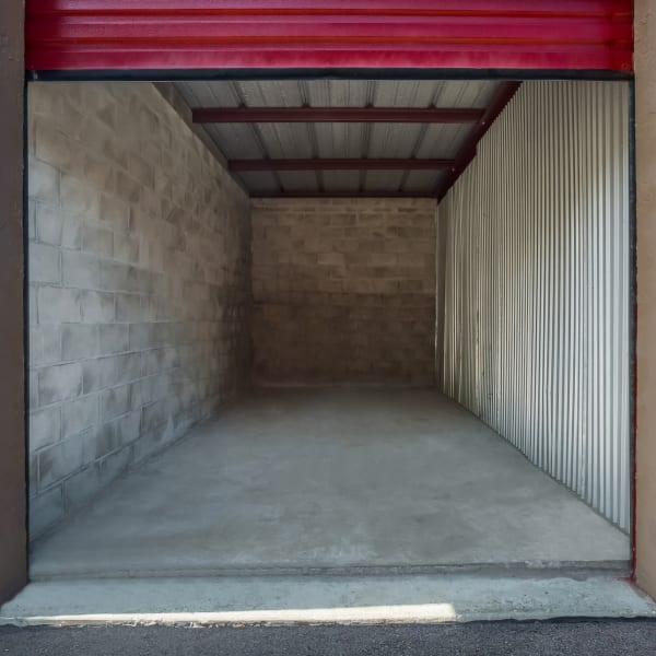 Inside a climate controlled storage unit at StorQuest Self Storage in Sarasota, Florida