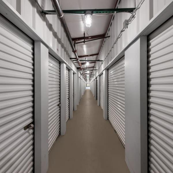 Indoor storage units at StorQuest Self Storage in Shirley, New York