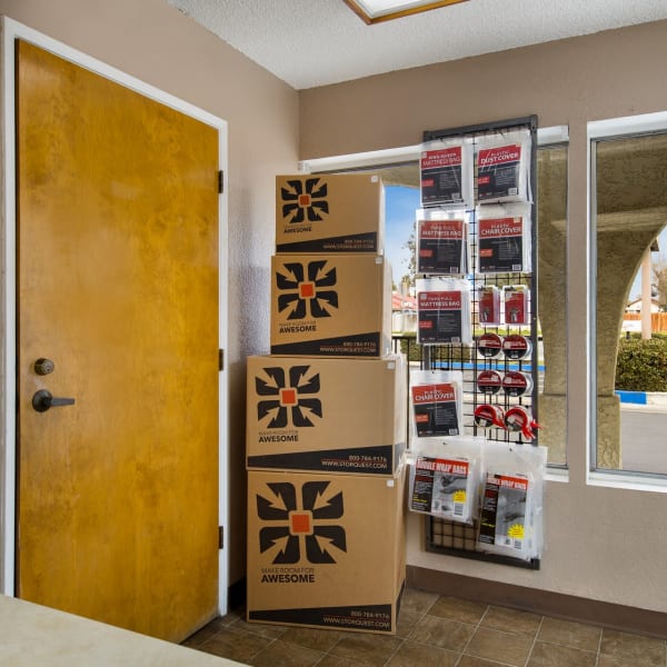 Packing supplies available in the leasing office at StorQuest Self Storage in Bakersfield, California