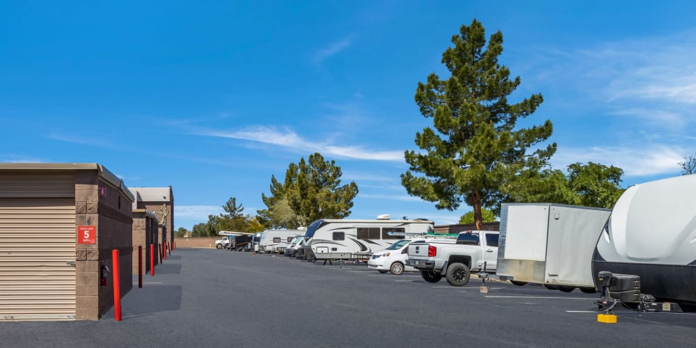 Outdoor units and RV, boat, and auto parking at StorQuest Self Storage in Glendale, Arizona